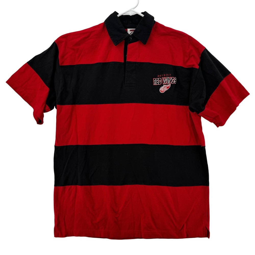 Vintage Detroit Red Wings Shirt Mens Large Red Black NHL Hockey Pro Edge 90s NWT